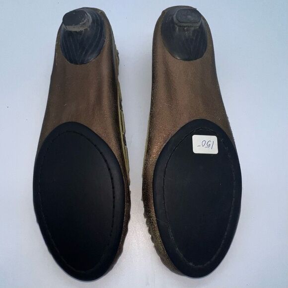 Beverly Feldman Flushed Vintage Metallic Rhinestone Kitten Heel Loafers - Picture 4 of 12